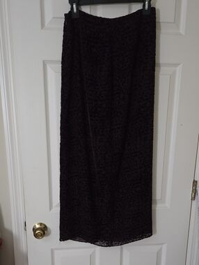 Anne Klein Dark Plum Textured Midi Skirt